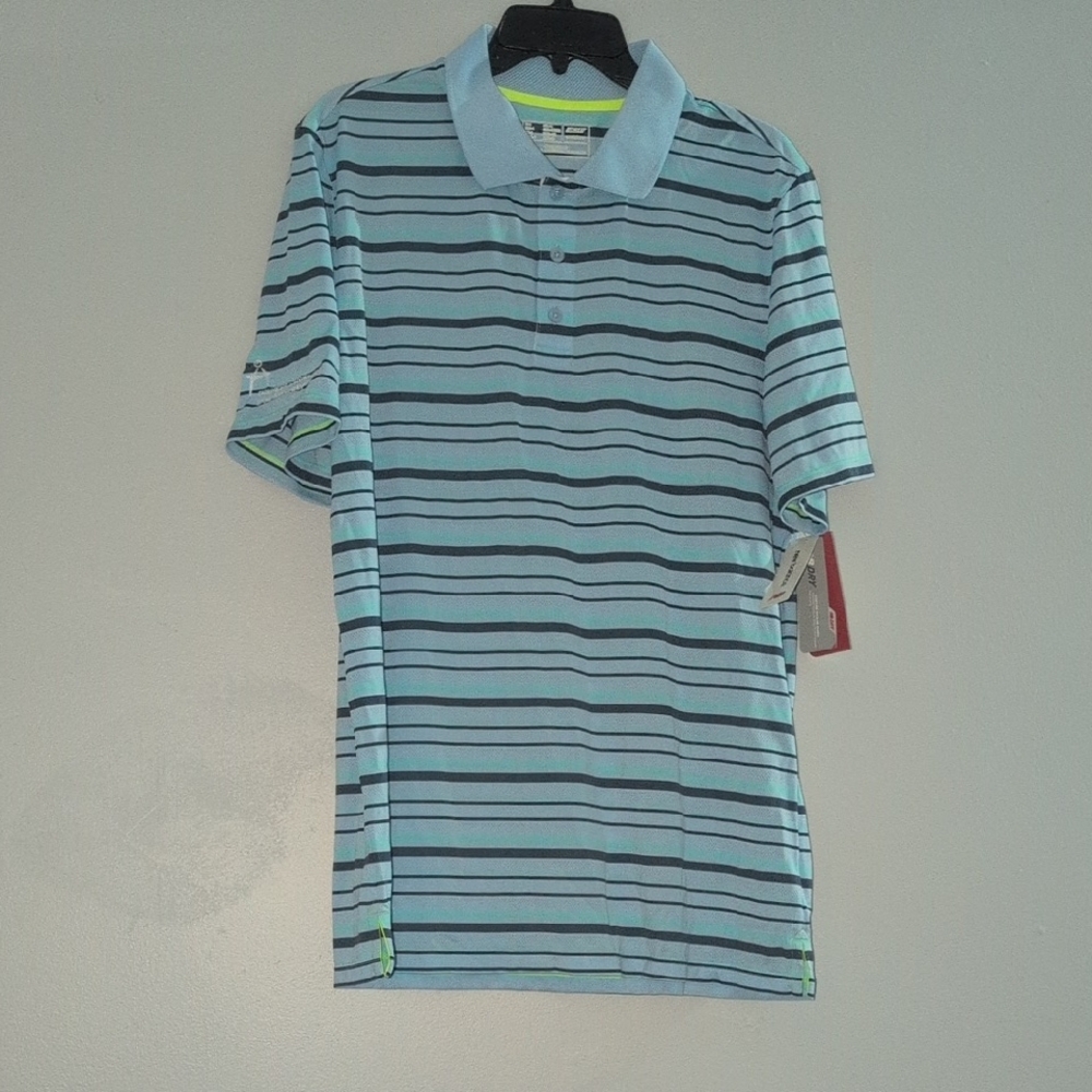 Men's Blue Striped Polo Shirt